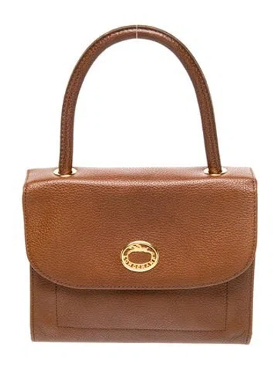 Pre-owned Longchamp Leather Top Handle Bag Vintage In Brown