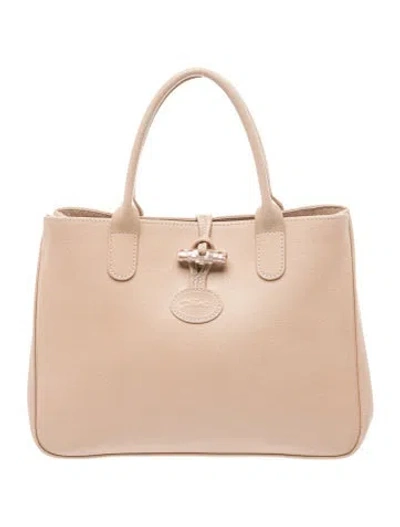 Pre-owned Longchamp Leather Top Handle Bag Vintage In Neutral