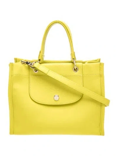 Pre-owned Longchamp Leather Top Handle Bag In Yellow