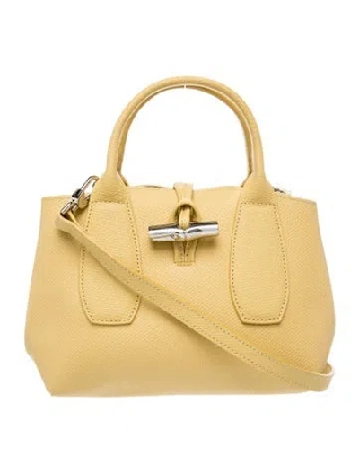 Pre-owned Longchamp Leather Top Handle Bag In Yellow