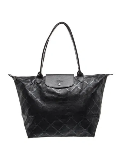 Pre-owned Longchamp Leather Tote In Black/metallic