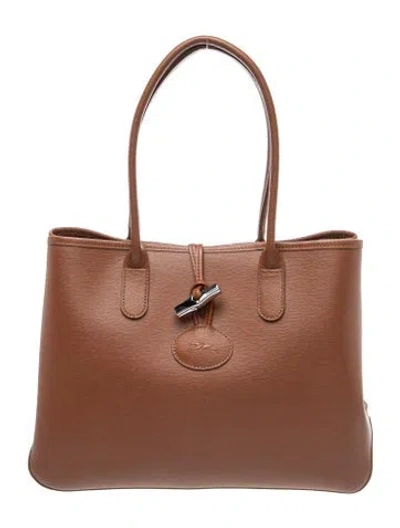 Pre-owned Longchamp Leather Tote In Brown