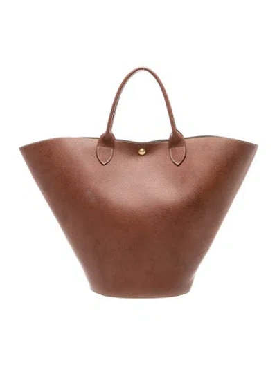 Pre-owned Longchamp Leather Tote In Brown