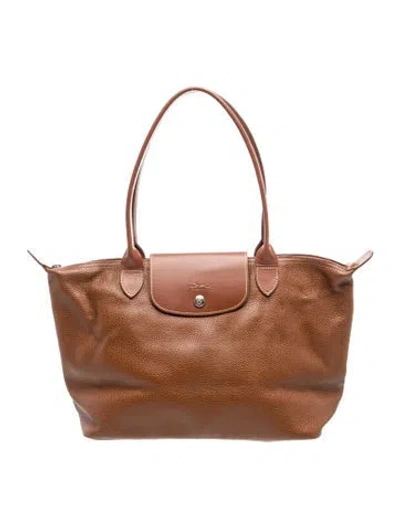 Pre-owned Longchamp Leather Tote In Brown