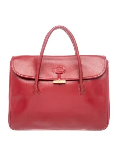 Pre-owned Longchamp Leather Tote In Burgundy