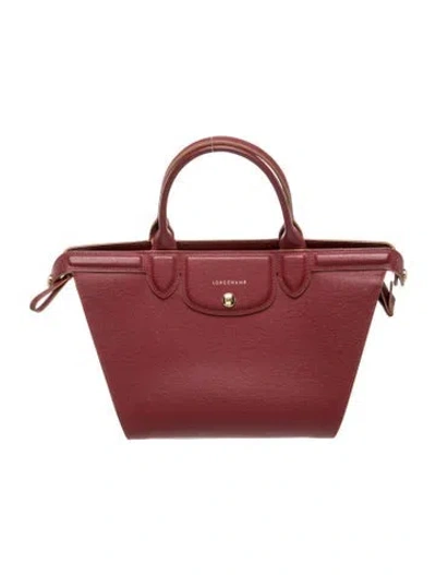 Pre-owned Longchamp Leather Tote In Burgundy