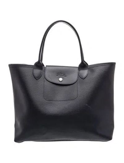 Pre-owned Longchamp Leather Tote In Gray