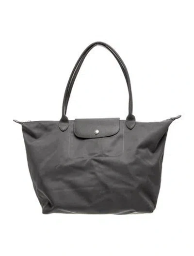 Pre-owned Longchamp Leather Tote In Grey