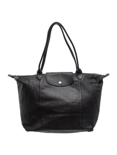 Pre-owned Longchamp Leather Tote In Grey