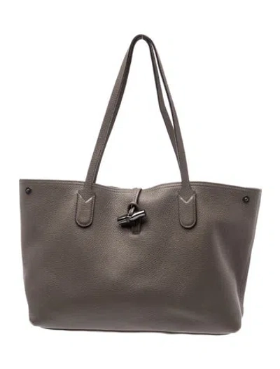 Pre-owned Longchamp Leather Tote In Grey