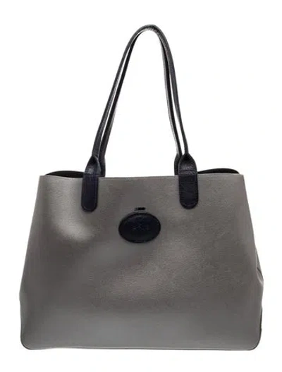 Pre-owned Longchamp Leather Tote In Grey