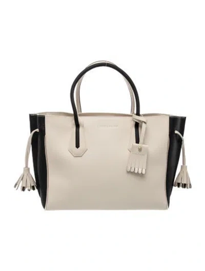 Pre-owned Longchamp Leather Tote In Neutral