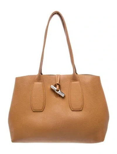 Pre-owned Longchamp Leather Tote In Neutral