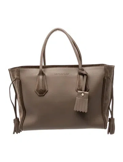 Pre-owned Longchamp Leather Tote In Neutral