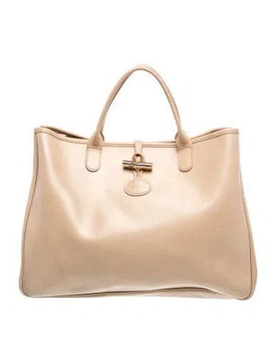 Pre-owned Longchamp Leather Tote In Neutral