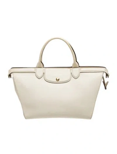 Pre-owned Longchamp Leather Tote In Neutrals