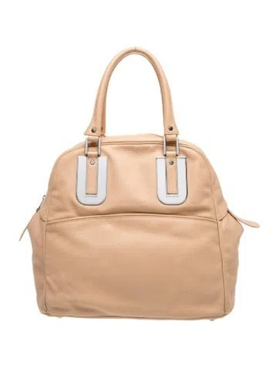 Pre-owned Longchamp Leather Tote In Neutrals
