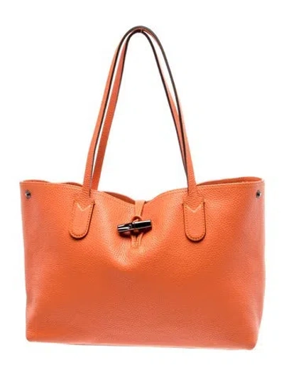 Pre-owned Longchamp Leather Tote In Orange