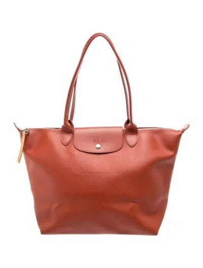 Pre-owned Longchamp Leather Tote In Orange