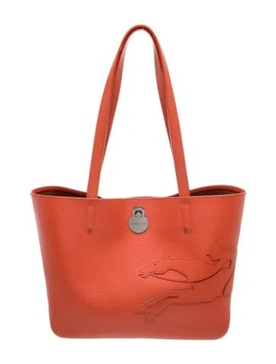 Pre-owned Longchamp Leather Tote In Orange