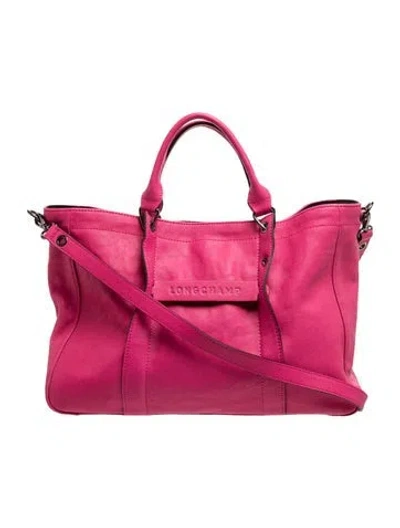 Pre-owned Longchamp Leather Tote In Pink