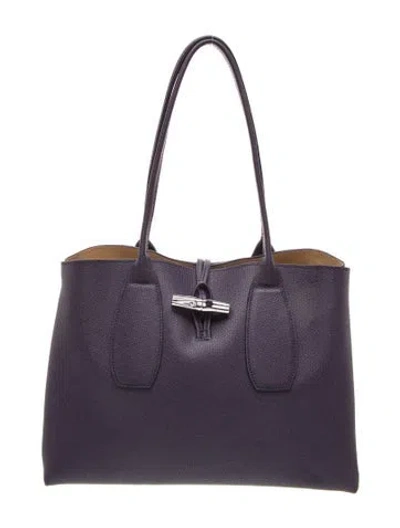 Pre-owned Longchamp Leather Tote In Purple