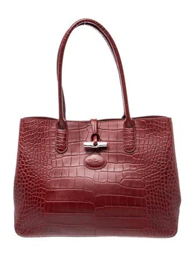 Pre-owned Longchamp Leather Tote In Red