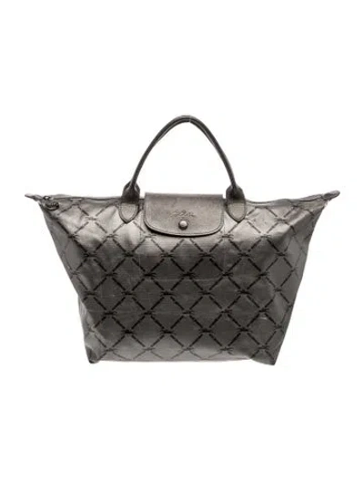 Pre-owned Longchamp Leather Tote In Silver