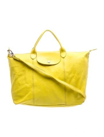 Pre-owned Longchamp Leather Tote In Yellow