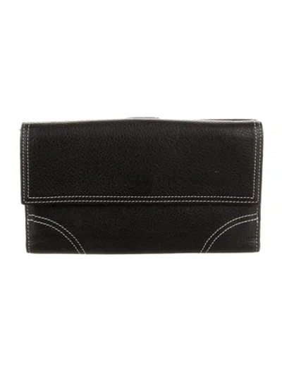 Pre-owned Longchamp Leather Trifold Wallet In Black