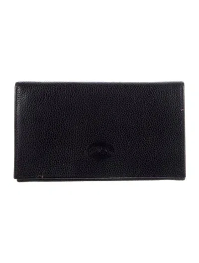 Pre-owned Longchamp Leather Trifold Wallet In Black