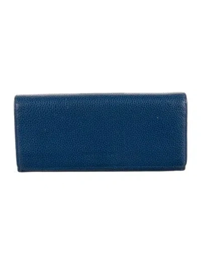 Pre-owned Longchamp Leather Trifold Wallet In Blue