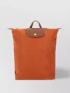 Longchamp Leather Trim Top Handle Adjustable Shoulder Straps Backpack In Orange
