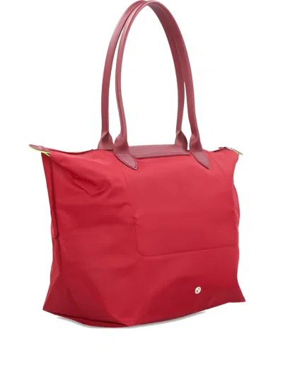 Longchamp Leather-trimmed Shoulder Bag In Red