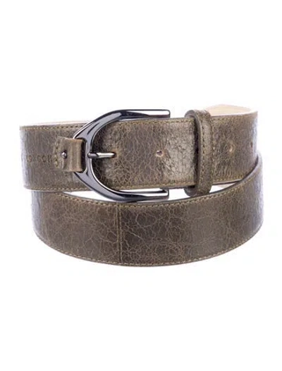 Pre-owned Longchamp Leather Waist Belt In Green