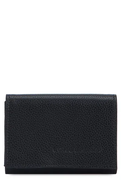 Longchamp Leather Wallet In Black