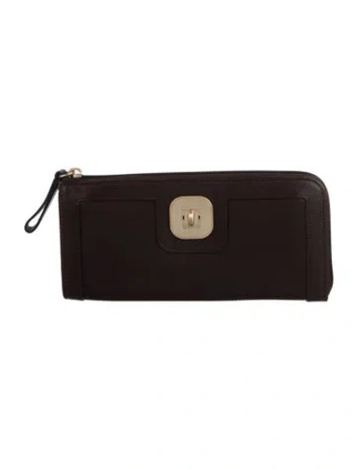 Pre-owned Longchamp Leather Wallet In Brown