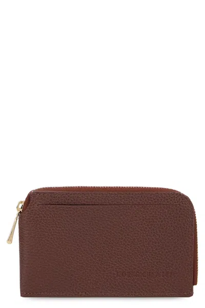 Longchamp Leather Wallet With Zip Closure In White