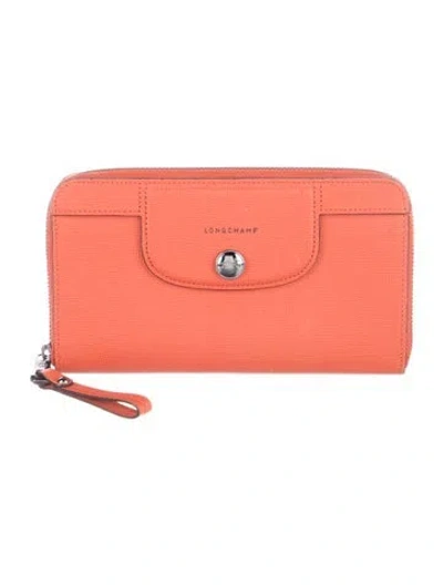 Pre-owned Longchamp Leather Wallet In Orange