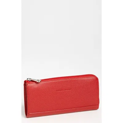 Longchamp Leather Wallet In Red