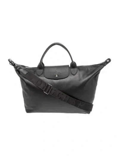 Pre-owned Longchamp Leather Weekender Bag In Black