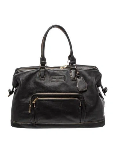 Pre-owned Longchamp Leather Weekender Bag In Black