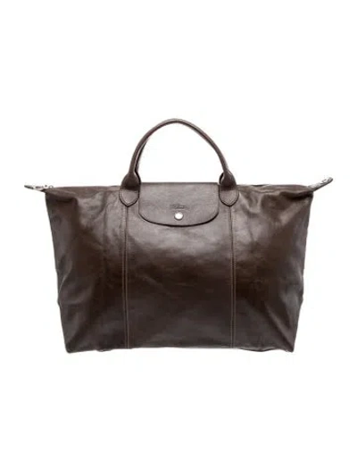 Pre-owned Longchamp Leather Weekender Bag In Brown