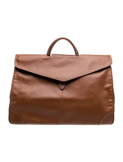 Pre-owned Longchamp Leather Weekender Bag In Brown