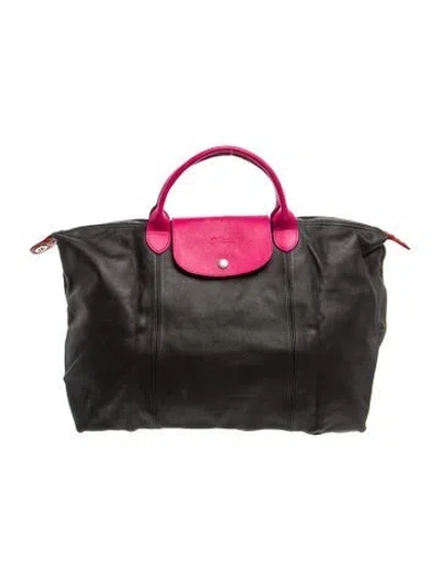 Pre-owned Longchamp Leather Weekender Bag In Grey