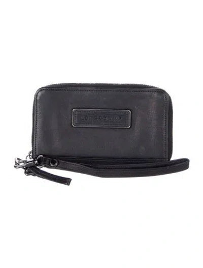 Pre-owned Longchamp Leather Wristlet In Black