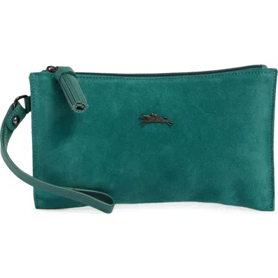 Longchamp Leather Wristlet In Blue