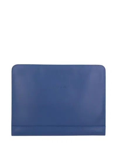 Longchamp Leather Zip-around Tech Case In Blue