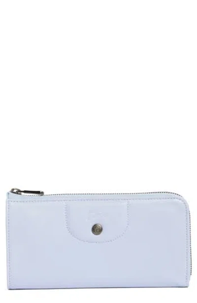 Longchamp Leather Zip Around Wallet In Blue