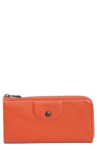 Longchamp Leather Zip Around Wallet In Brown